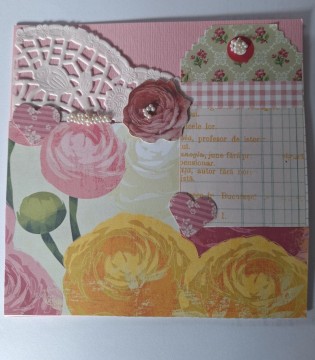 Rosa kort med Gule ranukler