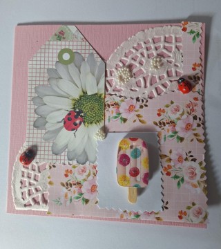 Rosa kort-Sommer og ispinne 1